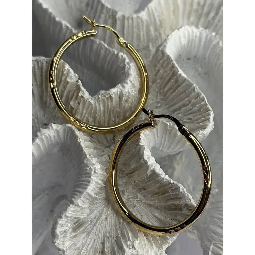 SLC 925 Sterling Silver Gold Plated Hoop Earrings